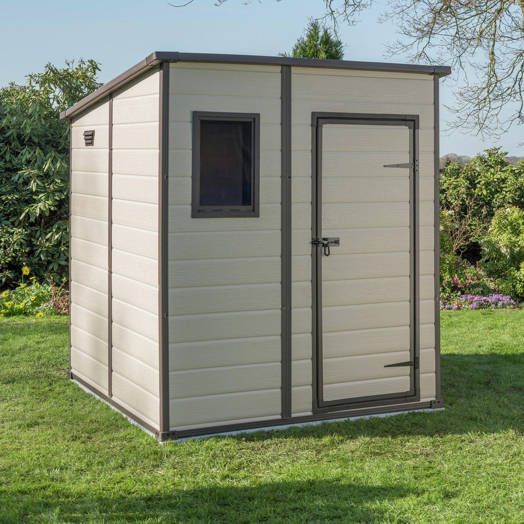 Plastic Pent Garden Shed 1.8 x 1.8 m (6 x 6 ft) Brown - image 9