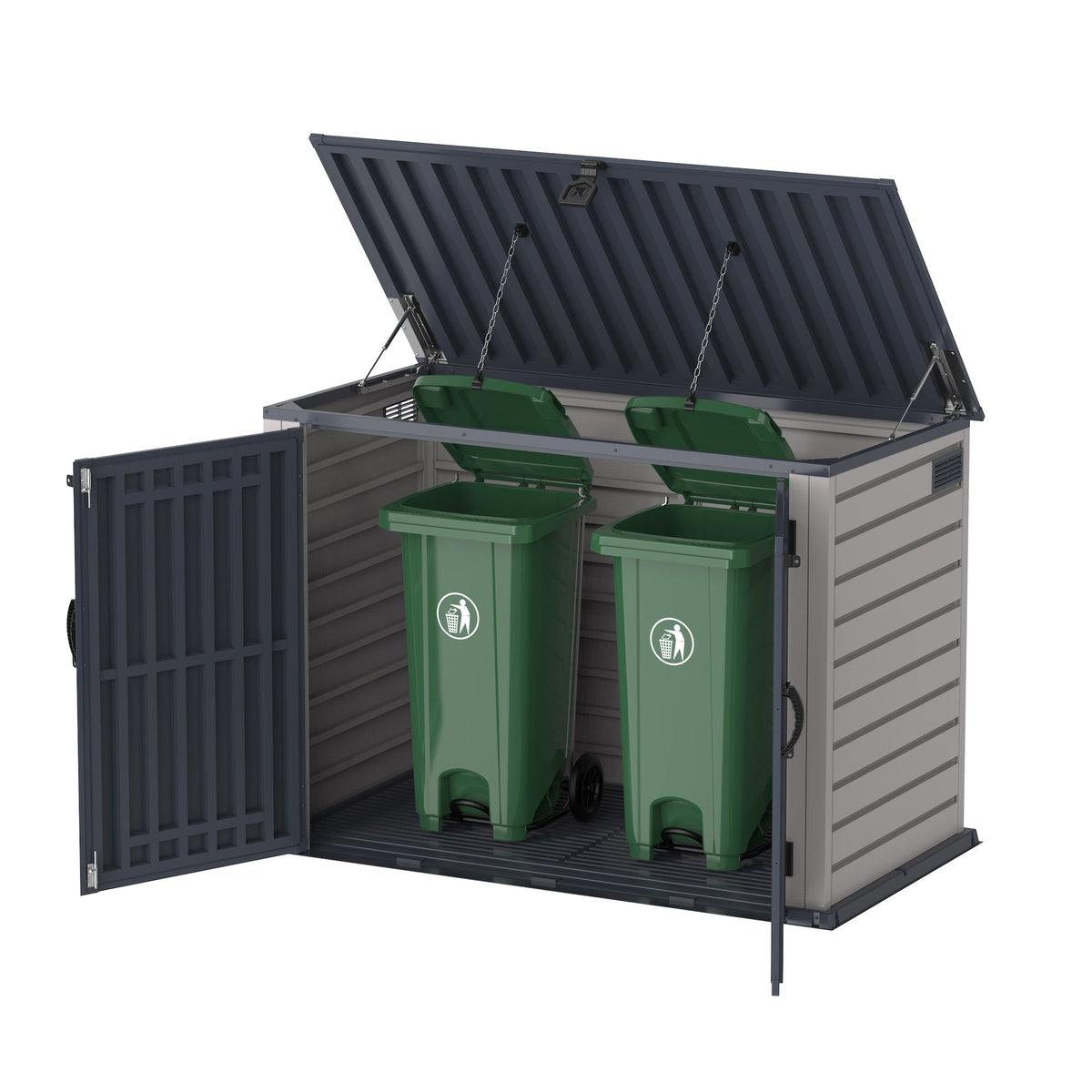 Plastic Wheelie Bin Store 2100 Litres for Two 240 Litre Bins - Light Grey