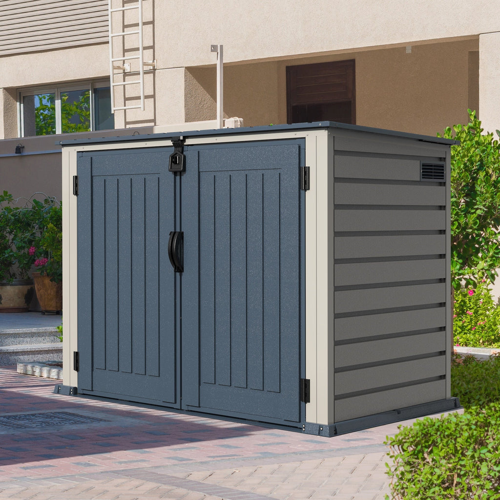 Plastic Wheelie Bin Store 2100 Litres for Two 240 Litre Bins - Light Grey - view 10