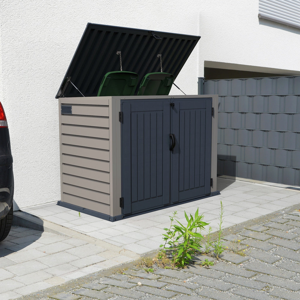 Plastic Wheelie Bin Store 2100 Litres for Two 240 Litre Bins - Light Grey - view 21