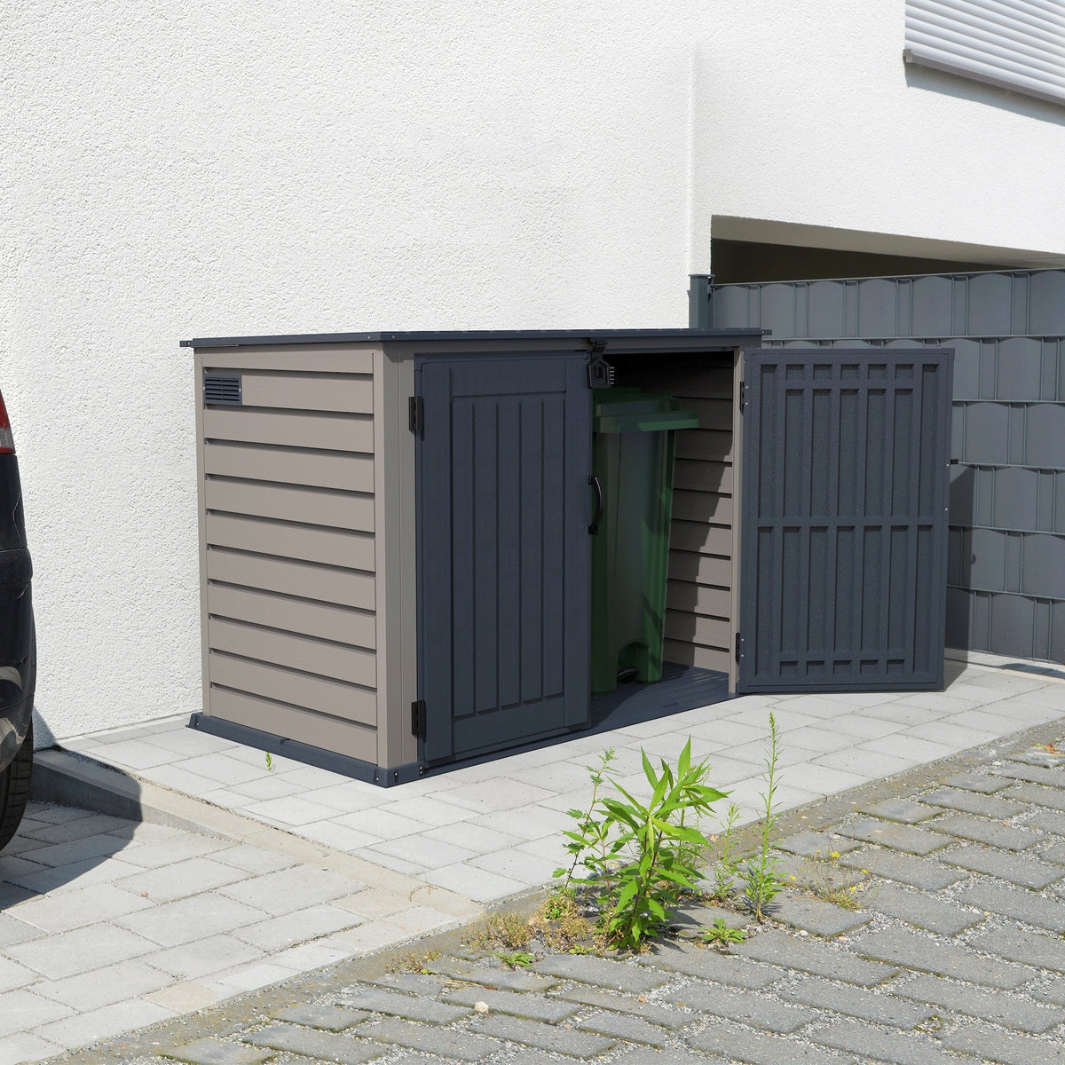 Plastic Wheelie Bin Store 2100 Litres for Two 240 Litre Bins - Light Grey - view 23