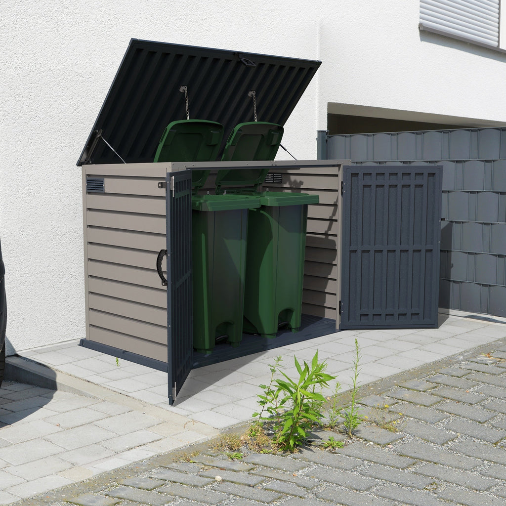 Plastic Wheelie Bin Store 2100 Litres for Two 240 Litre Bins - Light Grey - view 26