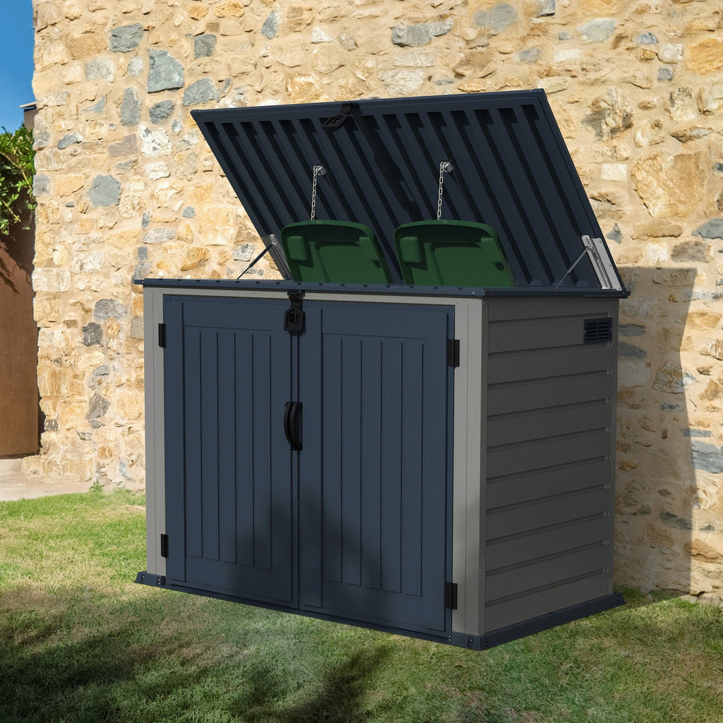 Plastic Wheelie Bin Store 2100 Litres for Two 240 Litre Bins - Light Grey - view 4