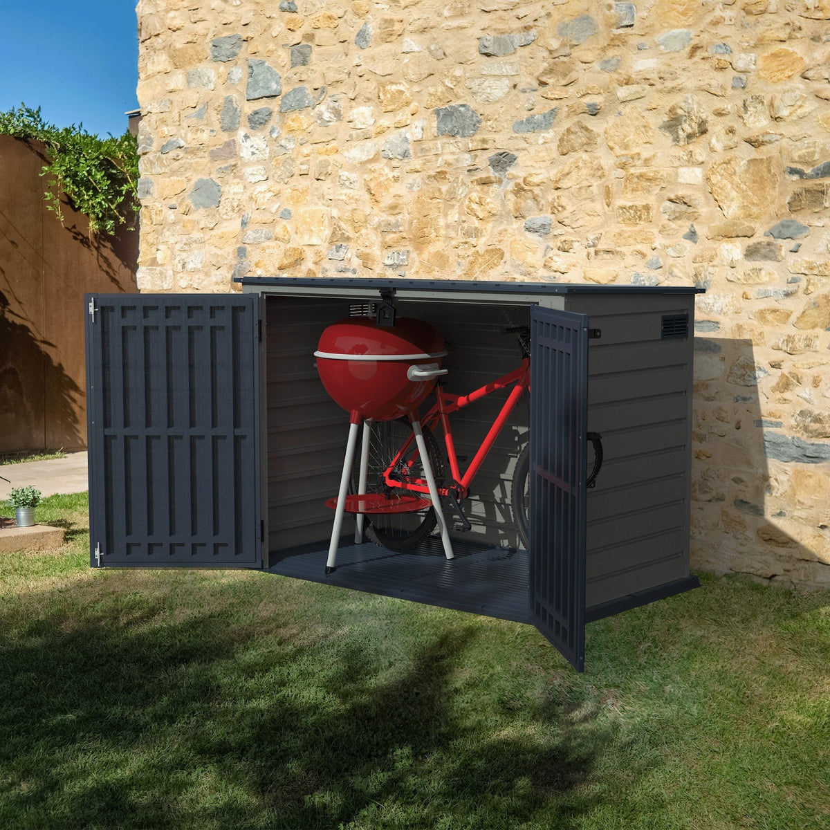 Plastic Wheelie Bin Store 2100 Litres for Two 240 Litre Bins - Light Grey - view 6