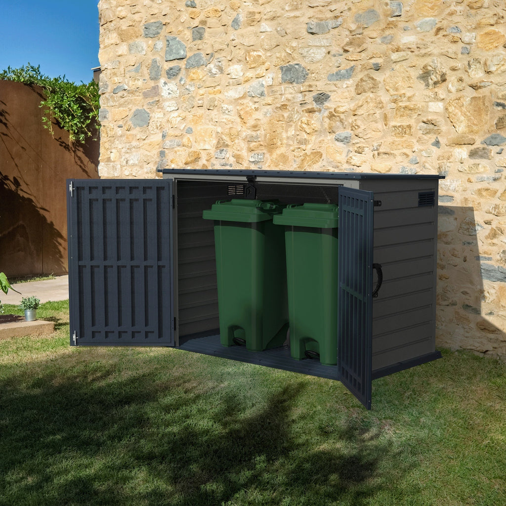 Plastic Wheelie Bin Store 2100 Litres for Two 240 Litre Bins - Light Grey - view 7