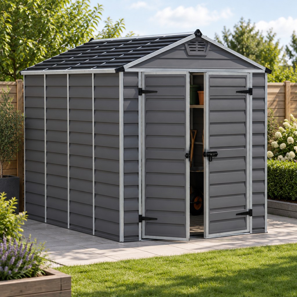 Polycarbonate and Aluminium Garden Shed 1.8 x 3 m (6 x 10 ft) Dark Grey Roof Light - image 3