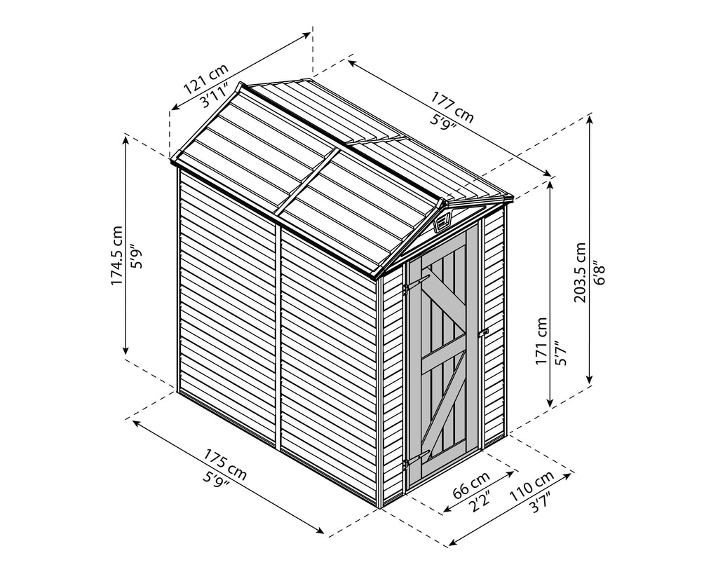 Polycarbonate Garden Shed 1.9 x 1 m (6 x 4 ft) Aluminium Frame - Tan - image 10