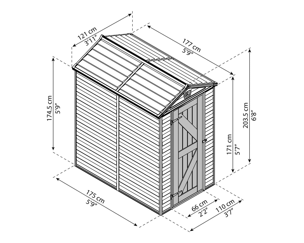 Polycarbonate Garden Shed 1.9 x 1 m (6 x 4 ft) Aluminium Frame - Tan - image 10