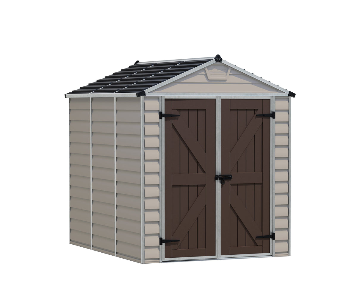 Polycarbonate Garden Shed 2.3 x 1.9 m (6 x 8 ft) Double Door - Tan - image 1