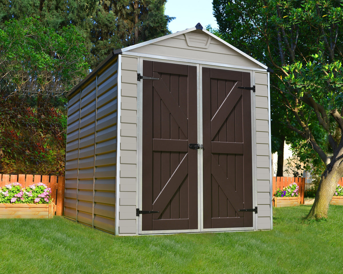 Polycarbonate Garden Shed 2.3 x 1.9 m (6 x 8 ft) Double Door - Tan - image 2