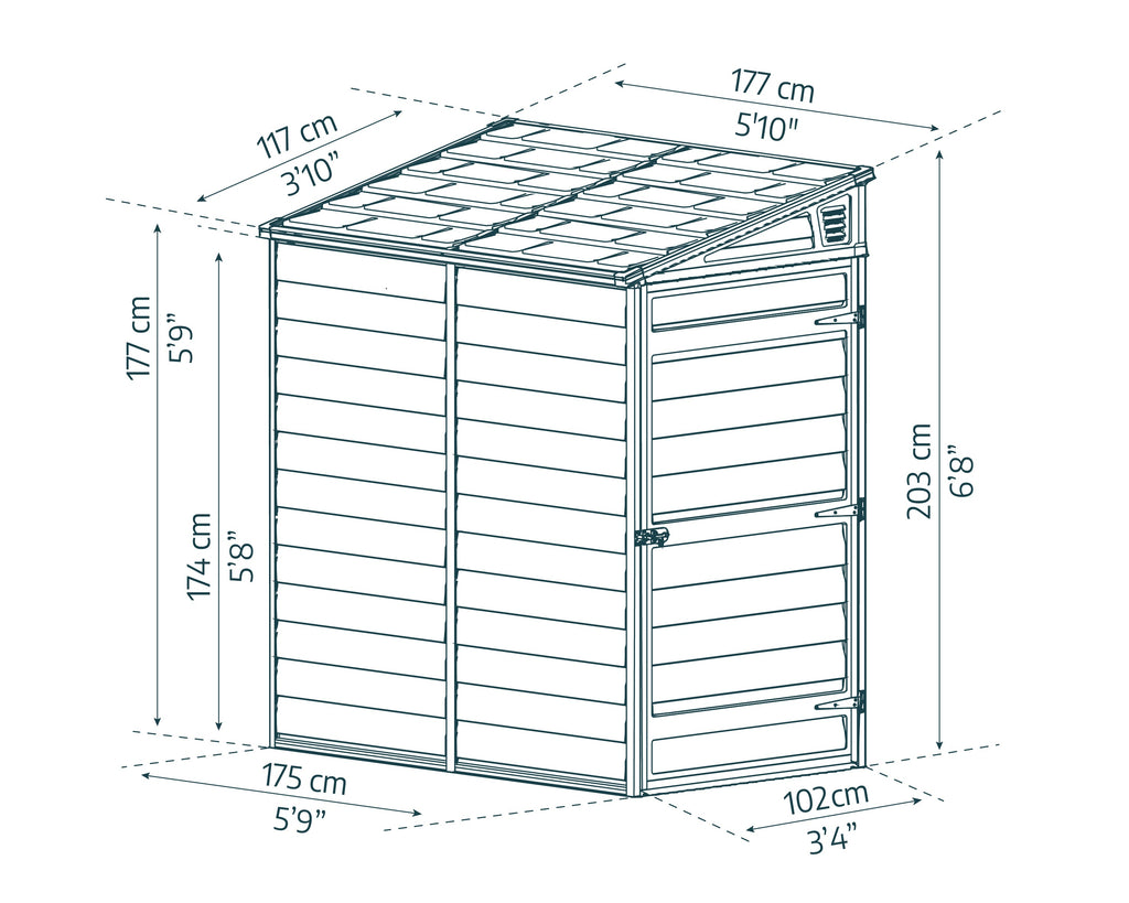 Polycarbonate Lean-To Shed 1.8 x 1.2 m (4 x 6 ft) Aluminium Frame - Grey - image 9