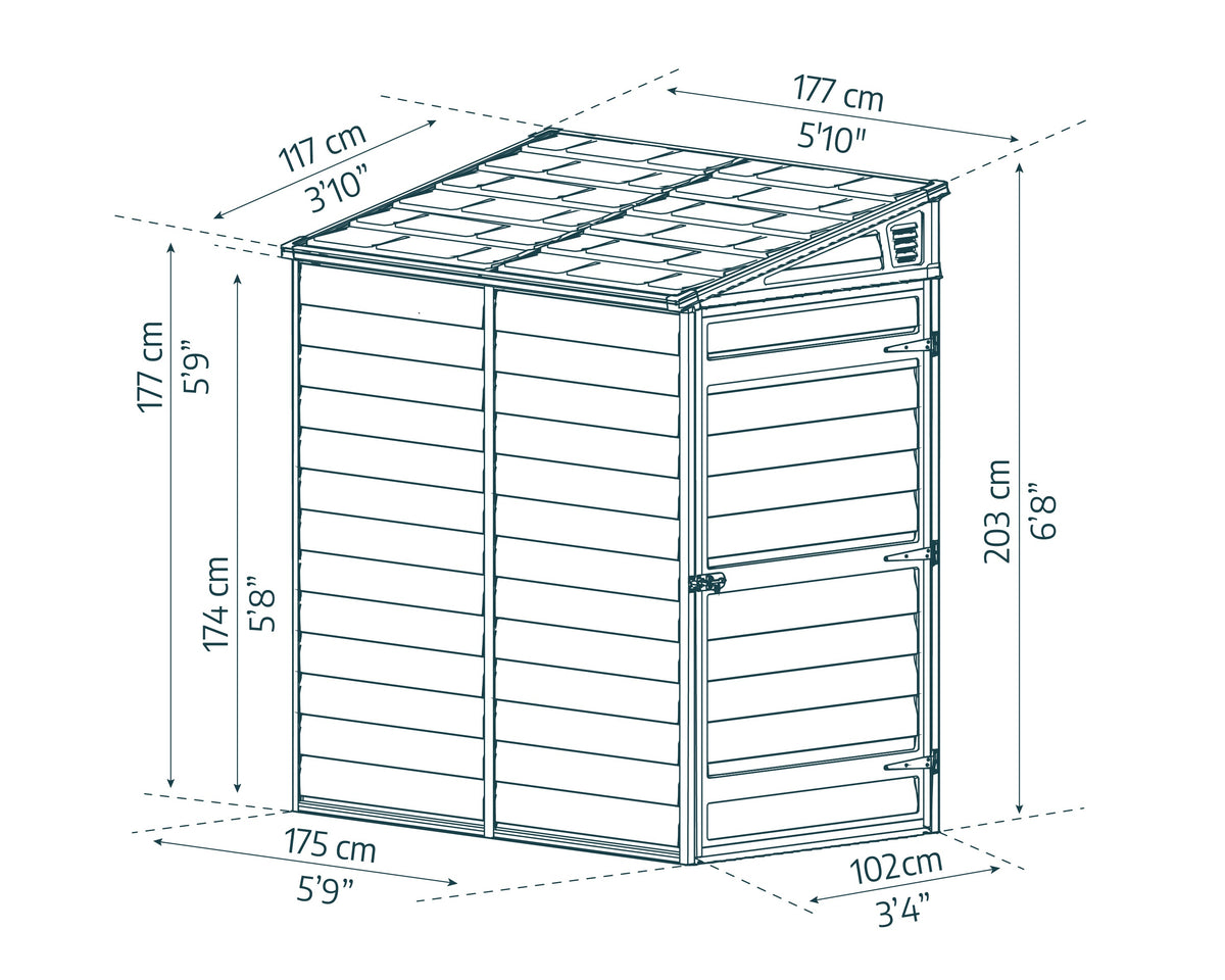Polycarbonate Lean-To Shed 1.8 x 1.2 m (4 x 6 ft) Aluminium Frame - Grey - image 9