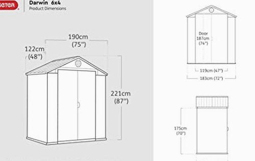 Resin Apex Garden Shed 6 x 4ft Double Door Brown - image 2