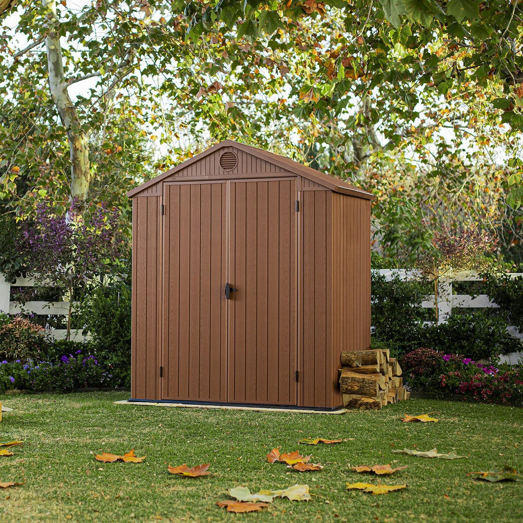 Resin Apex Garden Shed 6 x 4ft Double Door Brown - image 3