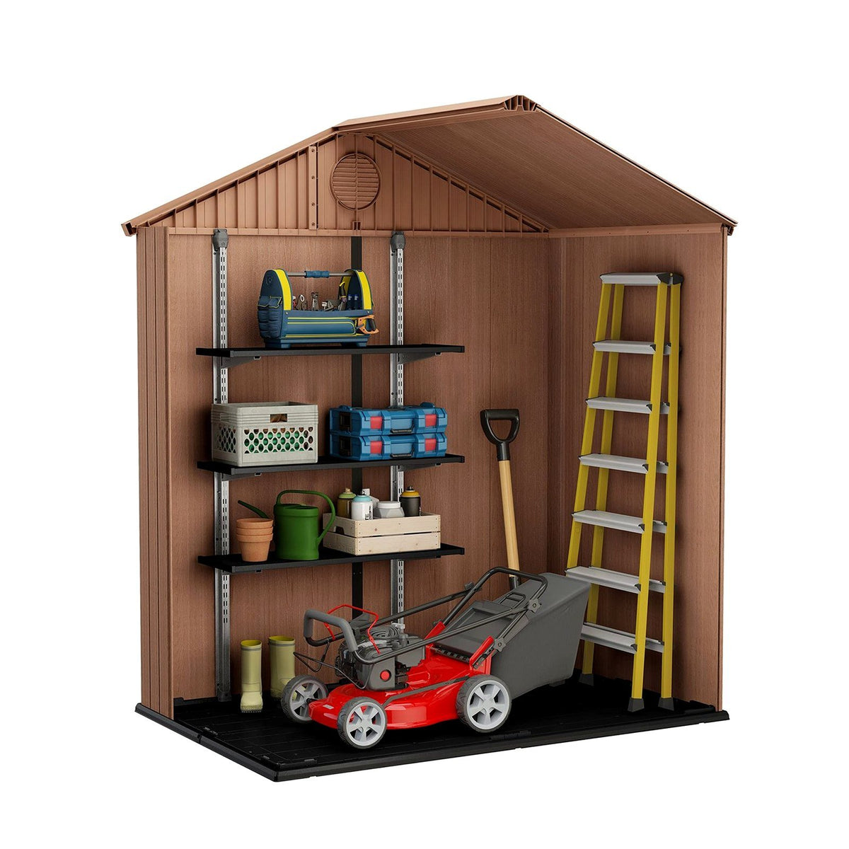 Resin Apex Garden Shed 6 x 4ft Double Door Brown - image 4