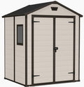 Resin Apex Garden Shed 6 x 5ft Double Door Beige - image 1