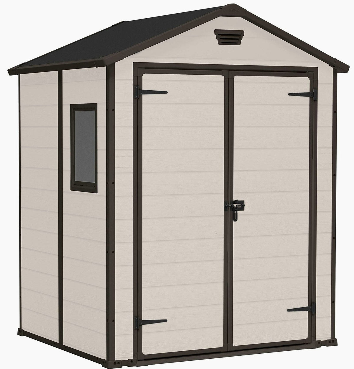Resin Apex Garden Shed 6 x 5ft Double Door Beige - image 1