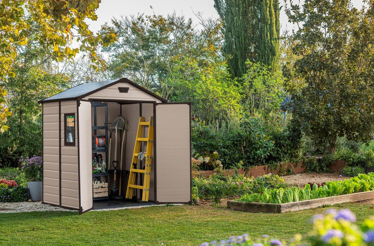 Resin Apex Garden Shed 6 x 5ft Double Door Beige - image 8