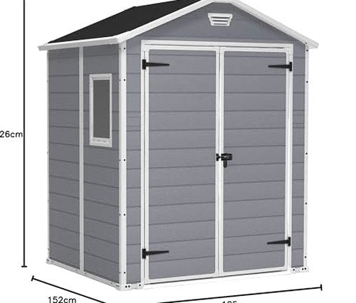 Resin Apex Garden Shed 6 x 5ft Grey - image 2