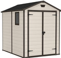 Resin Apex Garden Shed 6 x 8ft Double Door Beige - image 1