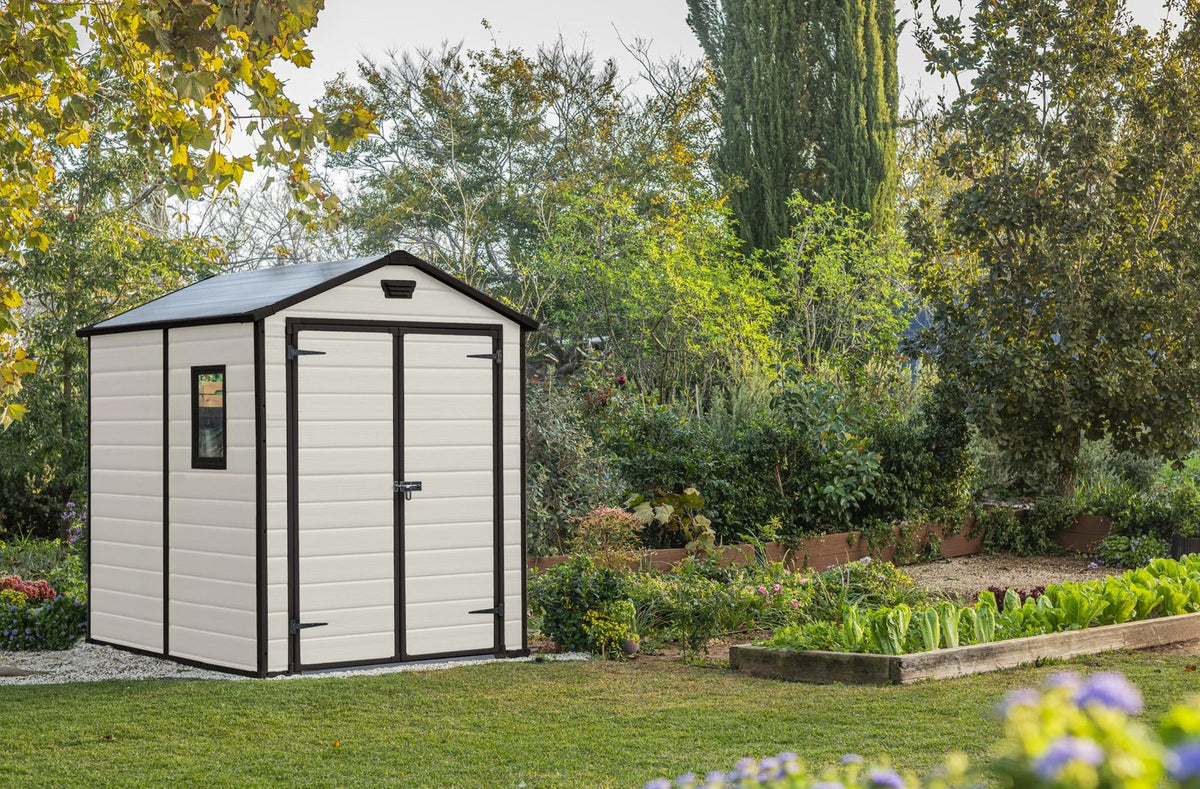 Resin Apex Garden Shed 6 x 8ft Double Door Beige - image 7