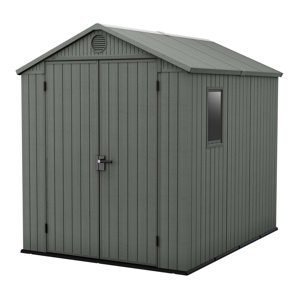 Resin Apex Garden Shed 6 x 8ft Double Door Green - image 1