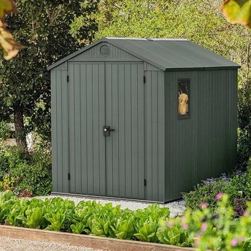 Resin Apex Garden Shed 6 x 8ft Double Door Green - image 8