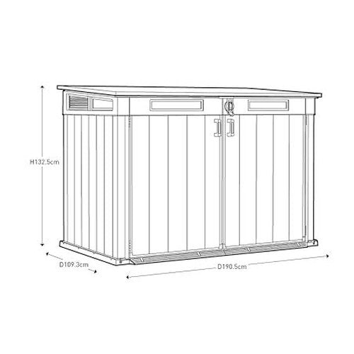 Resin Garden Storage Box 190.5 x 109.3 x 132.5 cm Grey - image 4