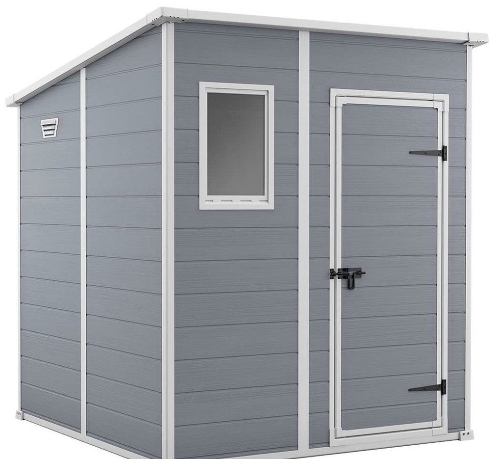 Resin Pent Garden Shed 6 x 6ft Grey - image 1
