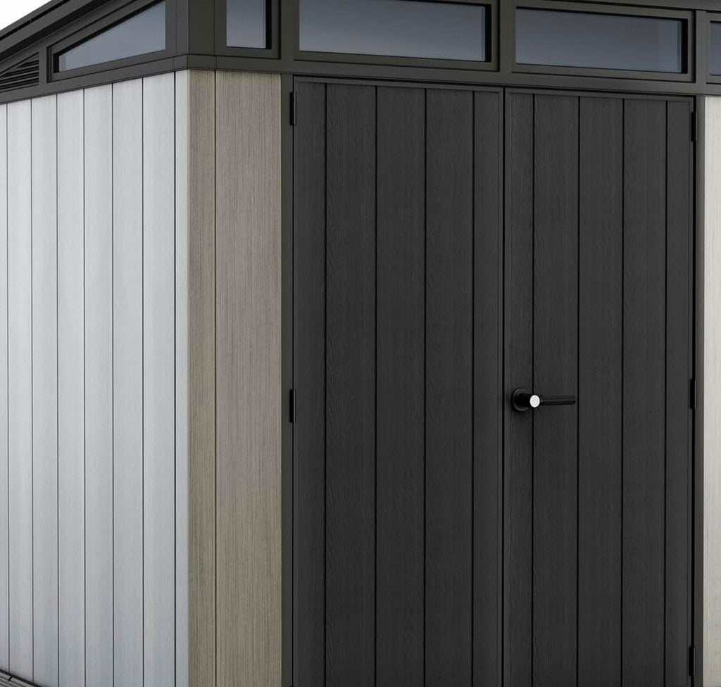 Resin Pent Garden Shed 7 x 7ft Double Door Grey - image 1