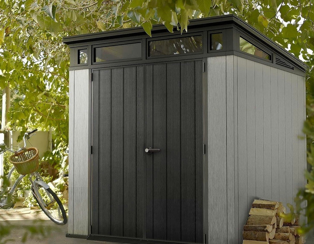 Resin Pent Garden Shed 7 x 7ft Double Door Grey - image 3