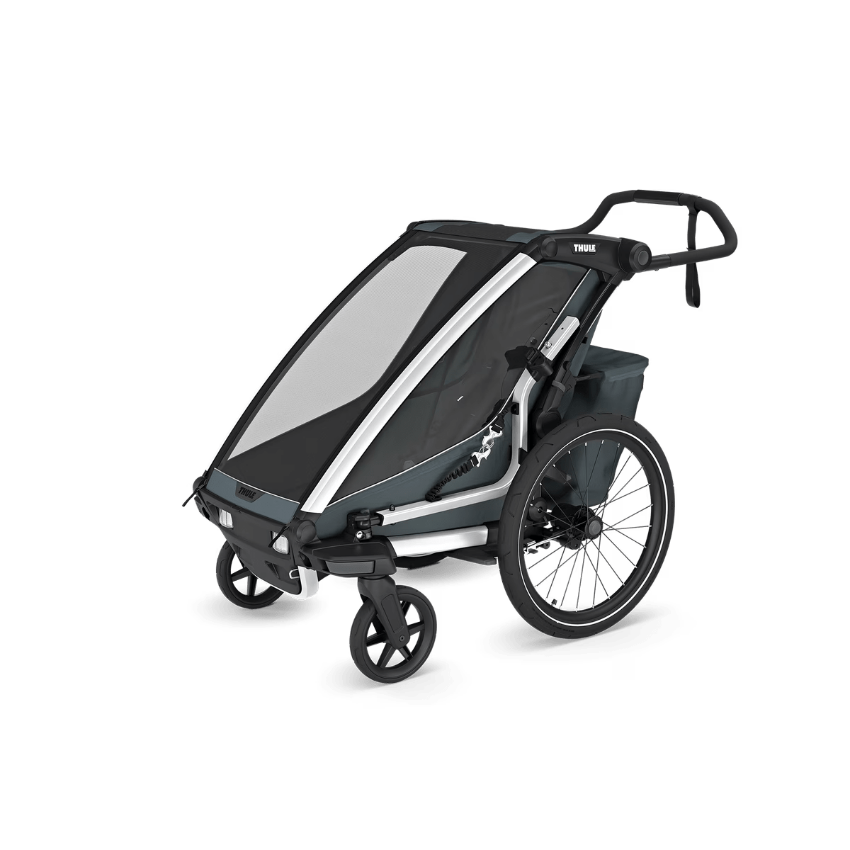 Single Seat Child Bike Trailer and Stroller - Dark Grey