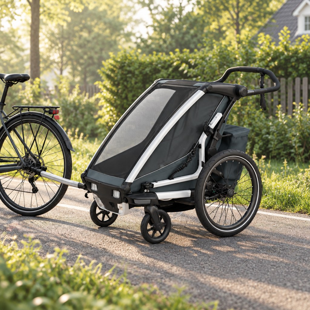 Single Seat Child Bike Trailer and Stroller - Dark Grey - view 3