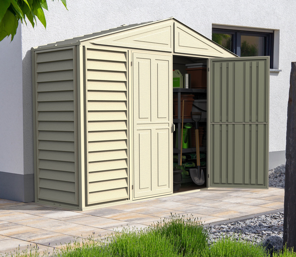 Slim Vinyl Storage Shed 3.2 x 0.9 m (10.5 x 3 ft) with Double Doors - image 2