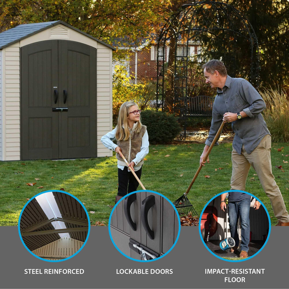 Steel-Reinforced HDPE Garden Shed 2.1 x 1.4 m (7 x 4.5 ft) with Shelves - image 9
