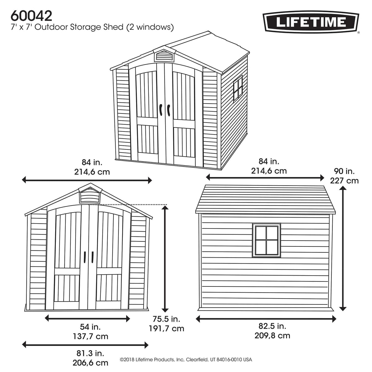 Steel-Reinforced HDPE Garden Shed 2.1 x 2.1 m (7 x 7 ft) with Two Windows - view 27