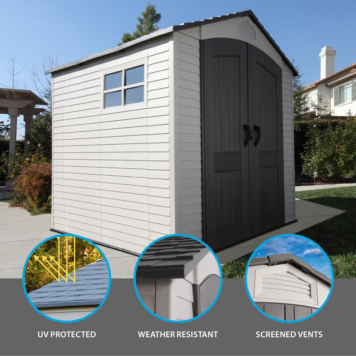 Steel-Reinforced HDPE Garden Shed 2.1 x 2.1 m (7 x 7 ft) with Two Windows - image 3