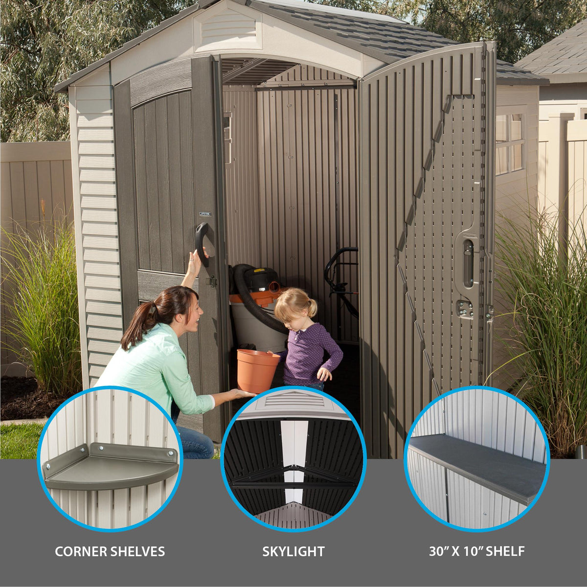 Steel-Reinforced HDPE Garden Shed 2.1 x 2.1 m (7 x 7 ft) with Two Windows - image 5