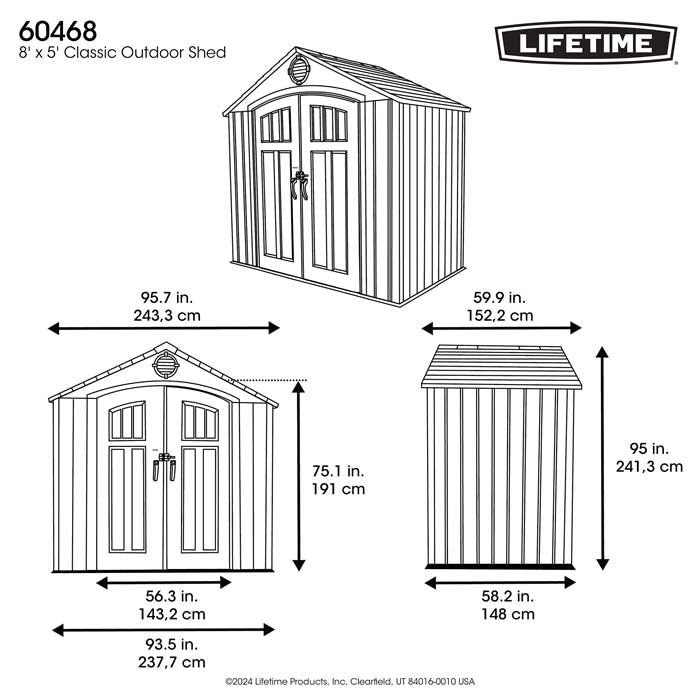 Steel-Reinforced HDPE Garden Shed 2.4 x 1.5 m (8 x 5 ft) Light Grey - image 12