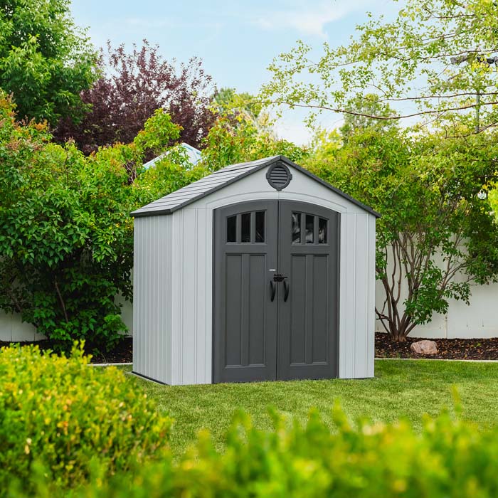 Steel-Reinforced HDPE Garden Shed 2.4 x 1.5 m (8 x 5 ft) Light Grey - image 2