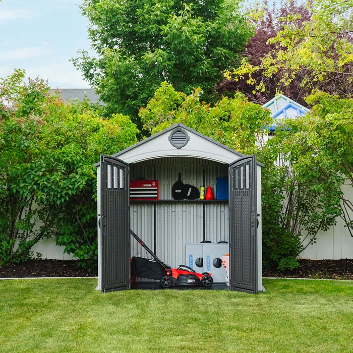Steel-Reinforced HDPE Garden Shed 2.4 x 1.5 m (8 x 5 ft) Light Grey - image 3