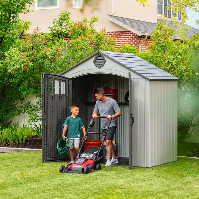 Steel-Reinforced HDPE Garden Shed 2.4 x 1.5 m (8 x 5 ft) Light Grey - image 4