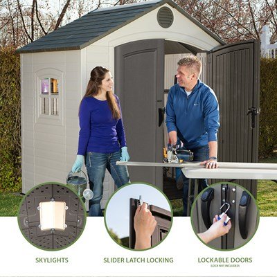 Steel-Reinforced HDPE Garden Shed 2.4 x 1.5 m (8 x 5 ft) with Window and Roof Lights - image 3