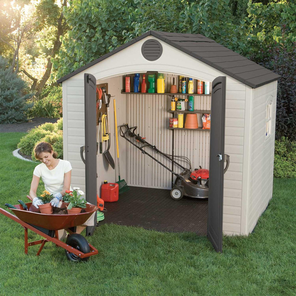Steel-Reinforced HDPE Garden Shed 2.4 x 2.3 m (8 x 7.5 ft) with Window and Shelving - image 3