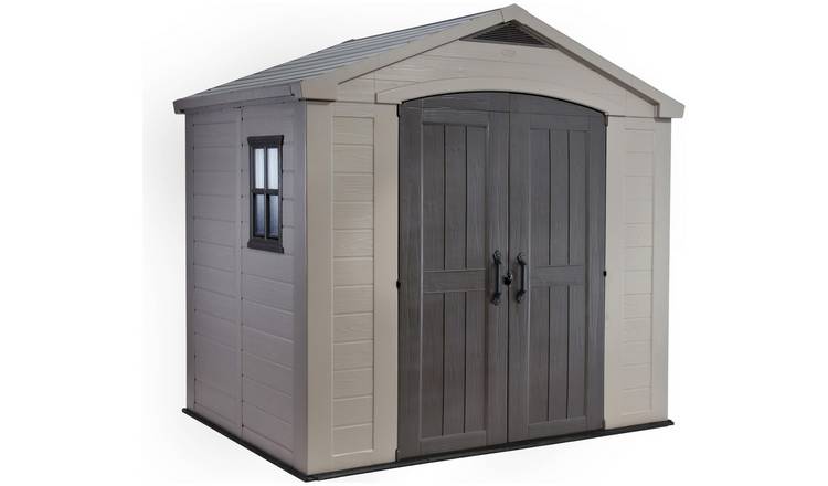 Steel-Reinforced Resin Apex Shed 2.4 x 1.8 m (8 x 6 ft) Beige and Brown - image 1