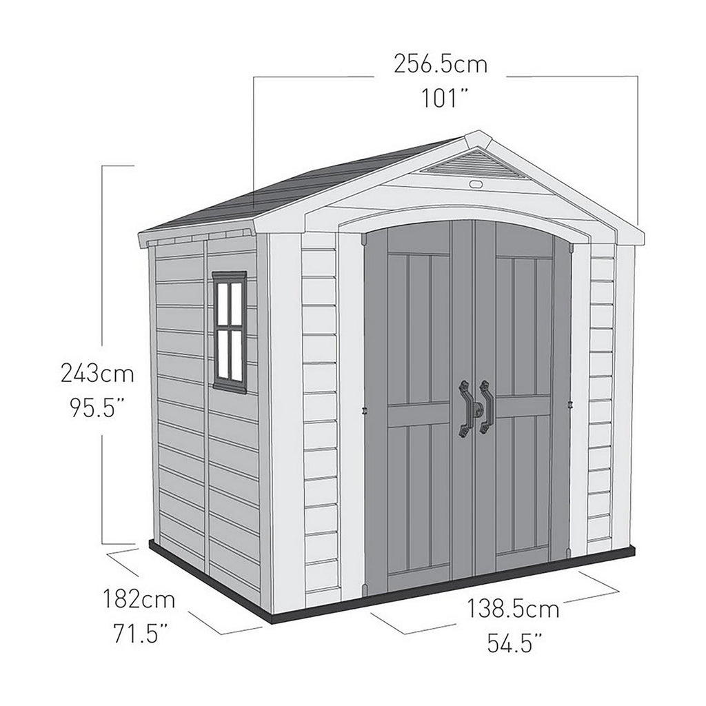 Steel-Reinforced Resin Apex Shed 2.4 x 1.8 m (8 x 6 ft) Beige and Brown - image 10