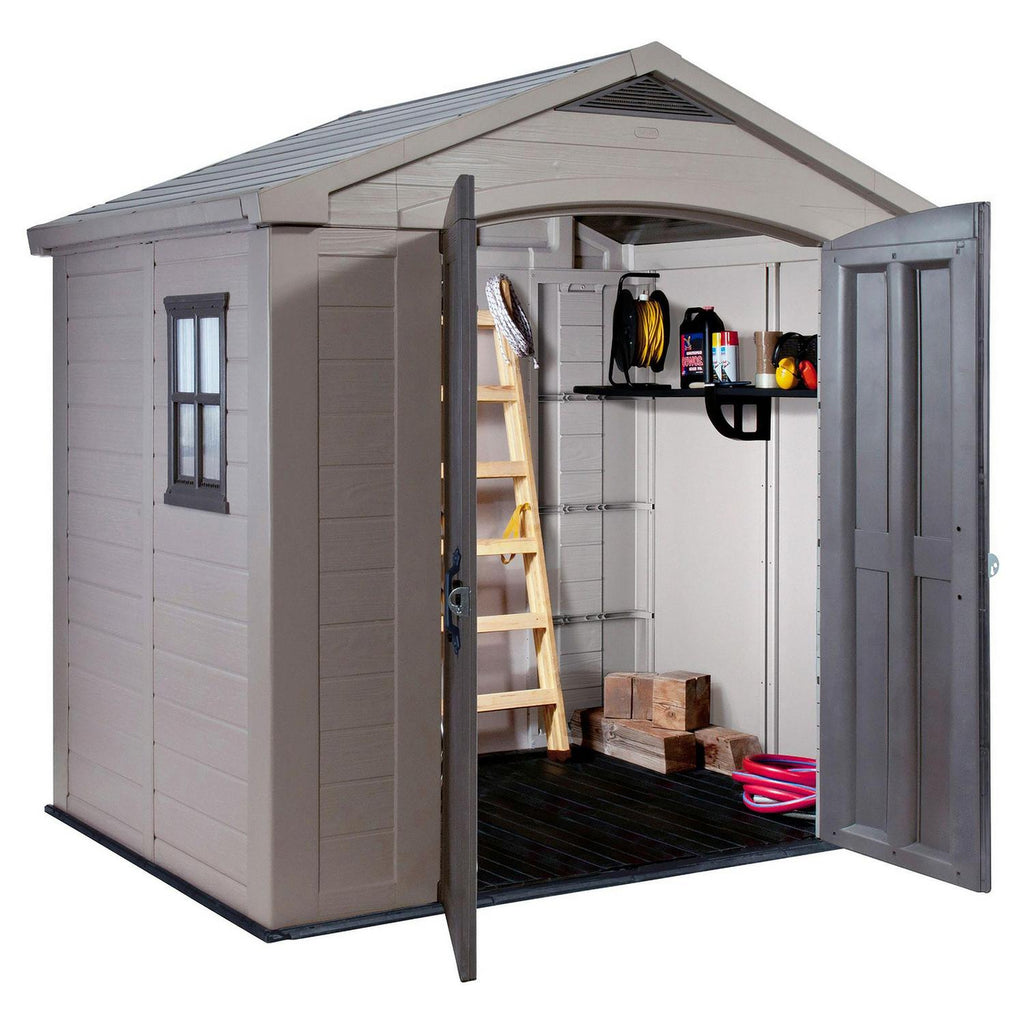 Steel-Reinforced Resin Apex Shed 2.4 x 1.8 m (8 x 6 ft) Beige and Brown - image 2