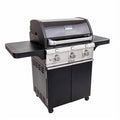 Three-burner gas barbecue with storage cabinet in black
