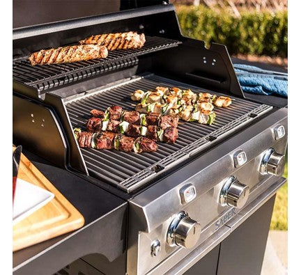 Three-burner gas barbecue with storage cabinet in black - view 5