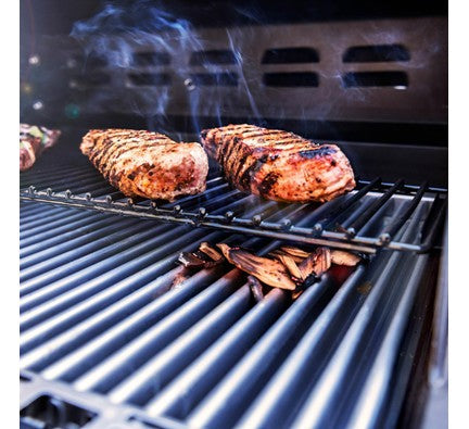 Three-burner gas barbecue with storage cabinet in black - view 9
